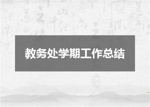 教务处学期工作总结