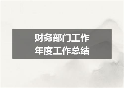 财务部门工作年度工作总结