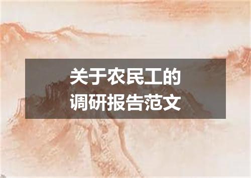 关于农民工的调研报告范文