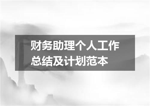 财务助理个人工作总结及计划范本