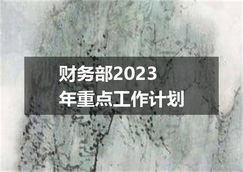 财务部2023年重点工作计划