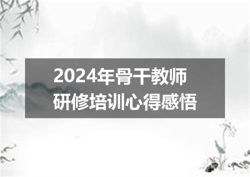 2024年骨干教师研修培训心得感悟