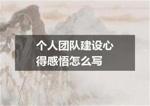 个人团队建设心得感悟怎么写