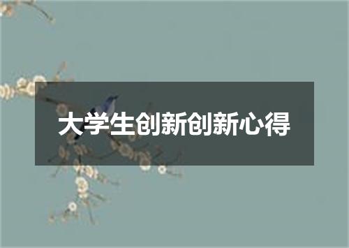 大学生创新创新心得