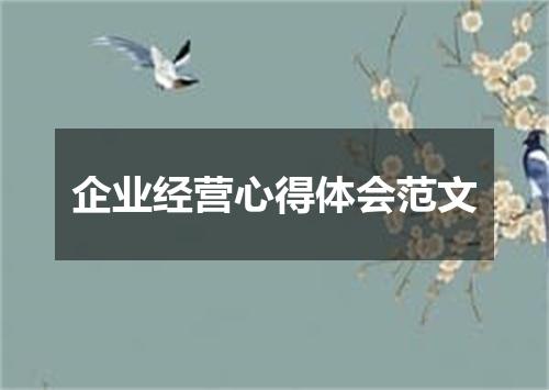 企业经营心得体会范文