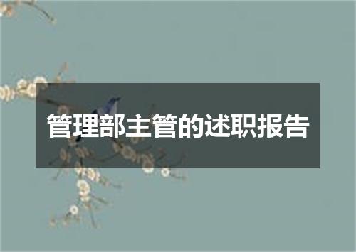管理部主管的述职报告