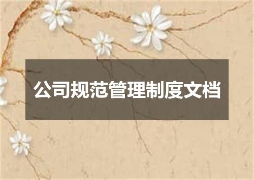 公司规范管理制度文档