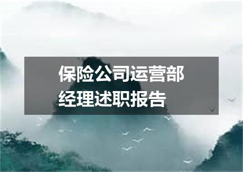 保险公司运营部经理述职报告
