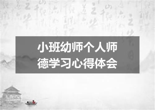 小班幼师个人师德学习心得体会