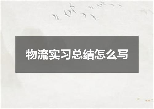 物流实习总结怎么写