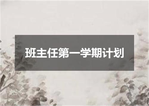 班主任第一学期计划