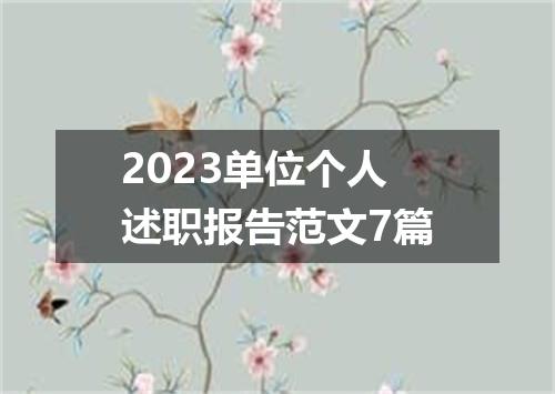 2023单位个人述职报告范文7篇