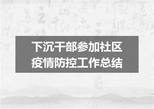 下沉干部参加社区疫情防控工作总结