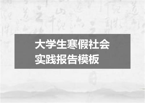 大学生寒假社会实践报告模板