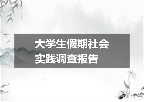 大学生假期社会实践调查报告
