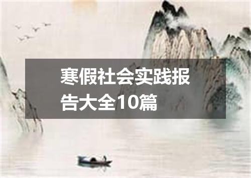 寒假社会实践报告大全10篇
