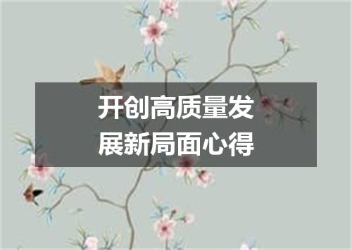 开创高质量发展新局面心得