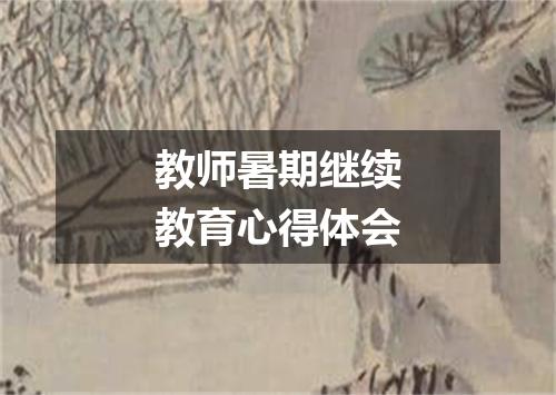 教师暑期继续教育心得体会
