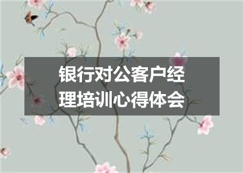 银行对公客户经理培训心得体会
