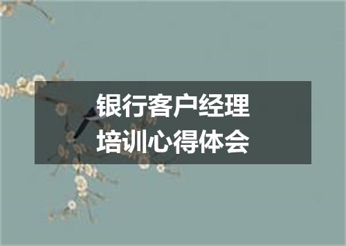银行客户经理培训心得体会