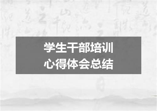 学生干部培训心得体会总结