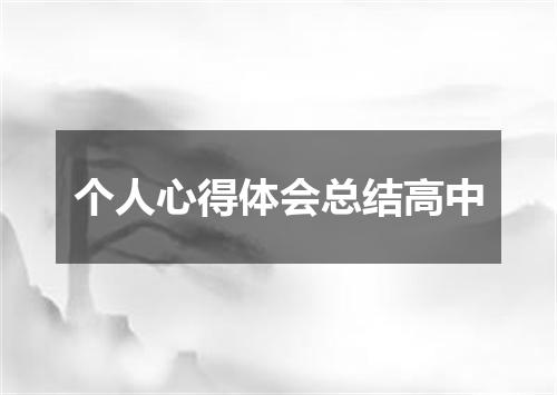 个人心得体会总结高中