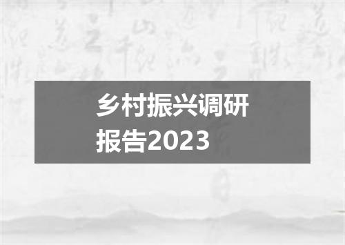 乡村振兴调研报告2023