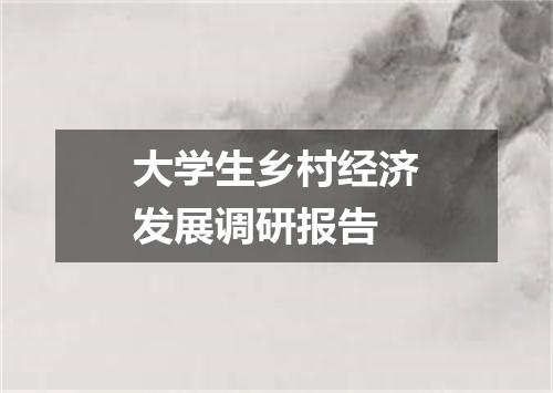 大学生乡村经济发展调研报告