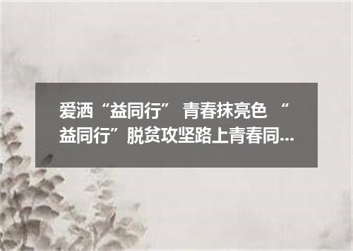 爱洒“益同行” 青春抹亮色 “益同行”脱贫攻坚路上青春同行