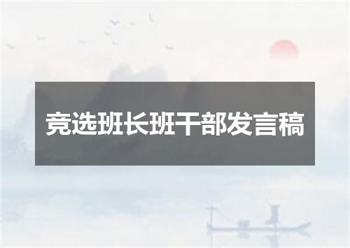 竞选班长班干部发言稿