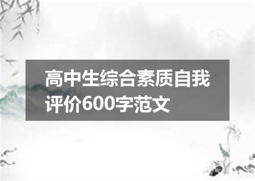 高中生综合素质自我评价600字范文
