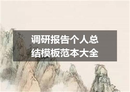 调研报告个人总结模板范本大全
