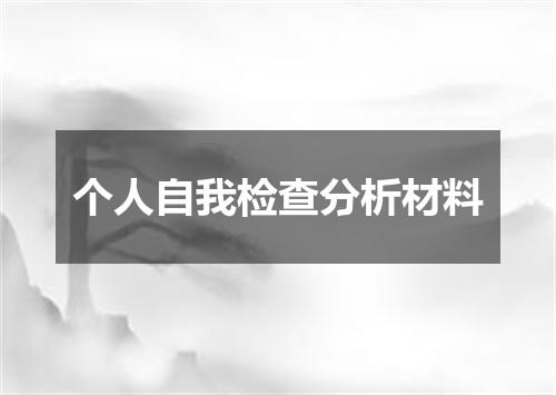 个人自我检查分析材料