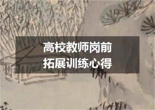高校教师岗前拓展训练心得