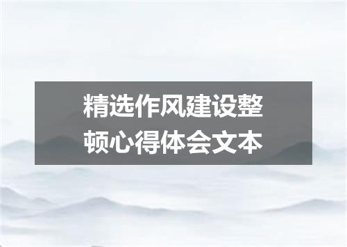 精选作风建设整顿心得体会文本