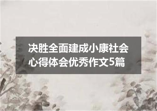 决胜全面建成小康社会心得体会优秀作文5篇