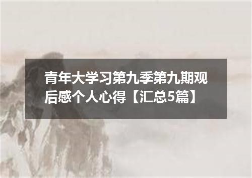 青年大学习第九季第九期观后感个人心得【汇总5篇】