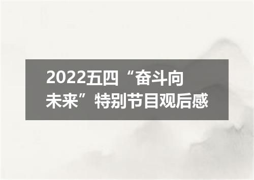 2022五四“奋斗向未来”特别节目观后感