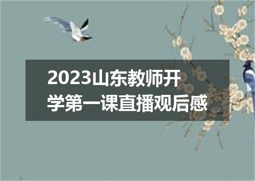 2023山东教师开学第一课直播观后感