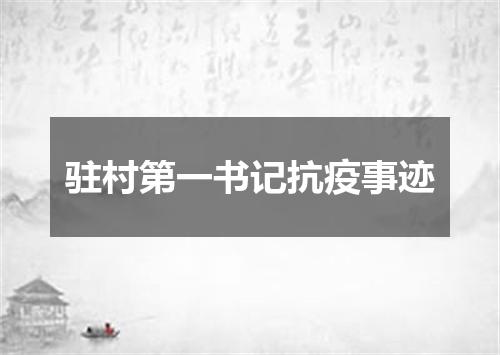 驻村第一书记抗疫事迹
