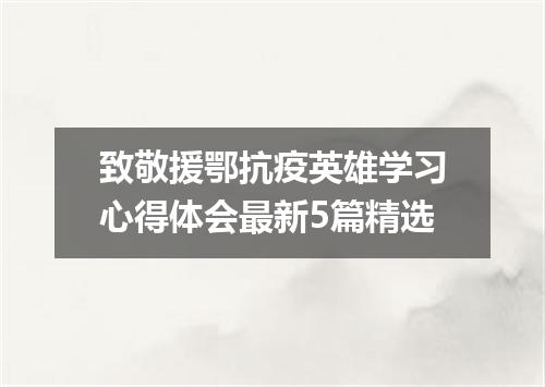 致敬援鄂抗疫英雄学习心得体会最新5篇精选