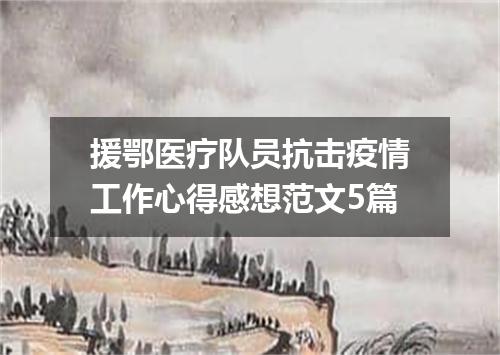援鄂医疗队员抗击疫情工作心得感想范文5篇