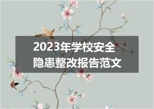 2023年学校安全隐患整改报告范文