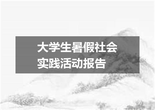 大学生暑假社会实践活动报告