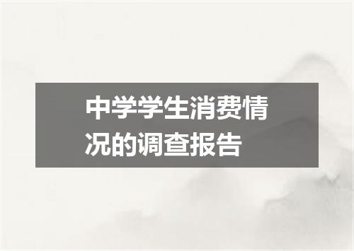 中学学生消费情况的调查报告