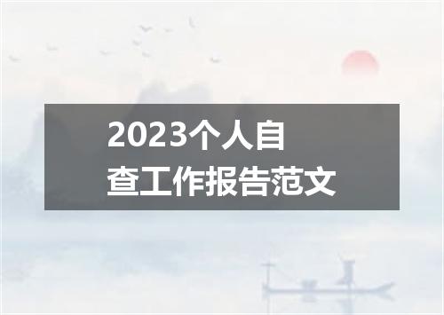 2023个人自查工作报告范文