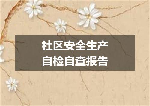 社区安全生产自检自查报告