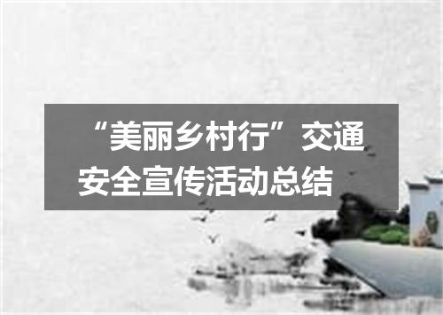 “美丽乡村行”交通安全宣传活动总结