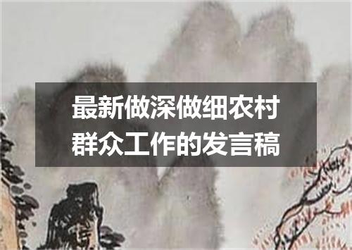 最新做深做细农村群众工作的发言稿