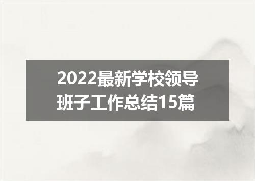 2022最新学校领导班子工作总结15篇